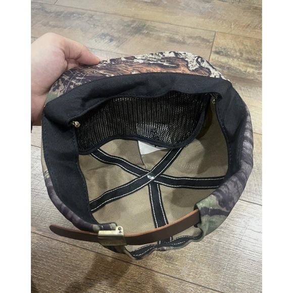 Vintage‎ 90s Realtree Camo Rope Hat Brass Strapback Raven Wear Made in Canada - Picture 7 of 7
